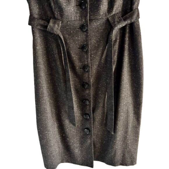 Connected Petite Blk Belted Shift Dress 10P Button Front Work to Evening Dress - Picture 6 of 9